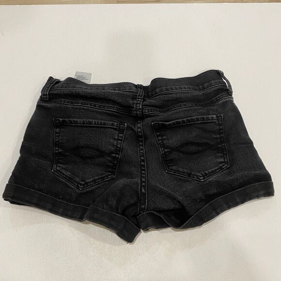 Abercrombie & Fitch Black Denim Cuffed Jean Shorts Size 4 / 27 - Picture 2 of 5
